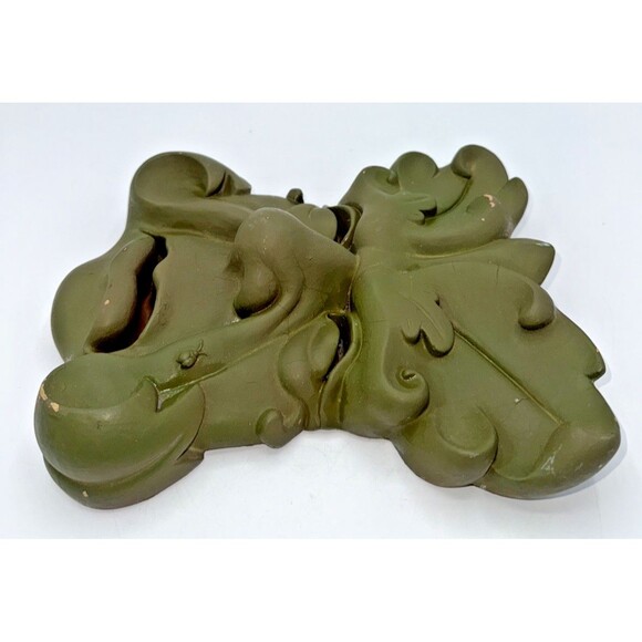 Vintage Chalk Ware Green Garden Grouch Garden Wall Art Wall Hanging 9.5” - Picture 7 of 12